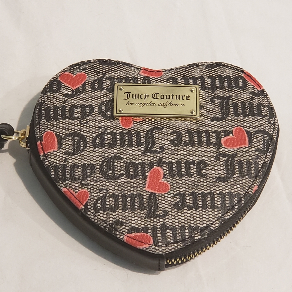 Juicy Couture Black & Red Heart Shaped Hearts Wristlet NWT